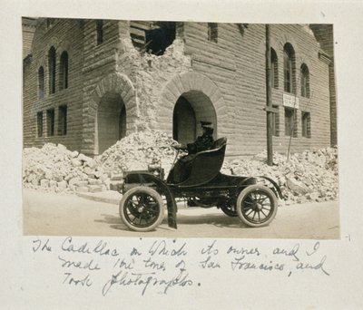 A woman touring the ruins after the San Francisco earthquake, 1906 by American Photographer